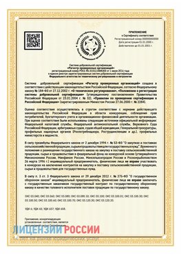 Приложение к сертификату для ИП Архангельск Сертификат СТО 03.080.02033720.1-2020